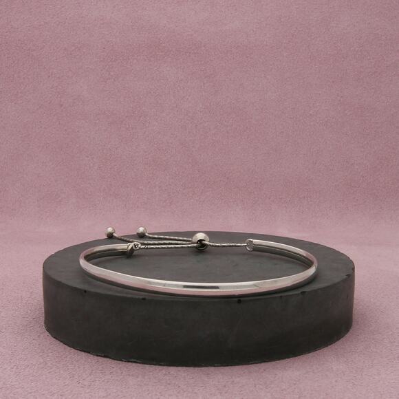 sterling silver smooth bolo bangle adjustable bracelet size 7.25in - Picture 1 of 3